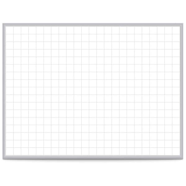 Ghent Dry Erase Board, Steel, 36 1/2 in, 48 1/2 in, Aluminum Frame, White/Gray, Gloss GRPM322G-34 - main