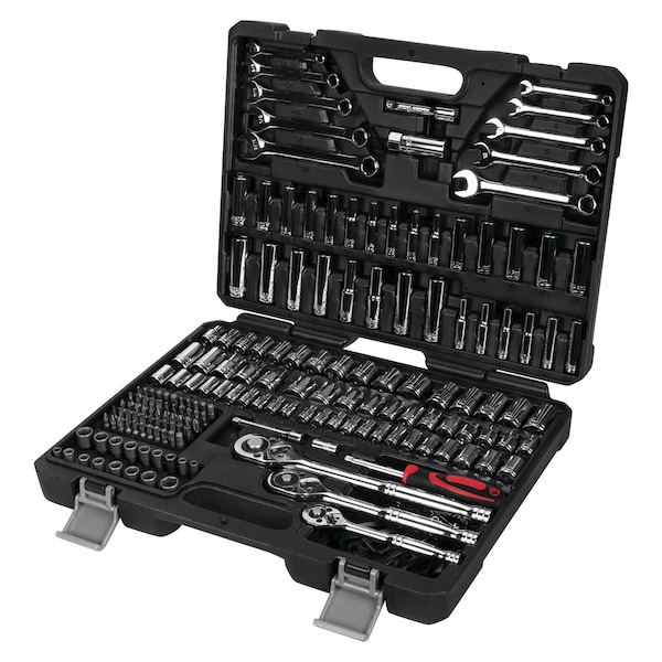 Performance Tool 210 pc. Mechanic's Tool Set, Ratchets, SAE/Metric Sockets, Storage Case W30503 - main