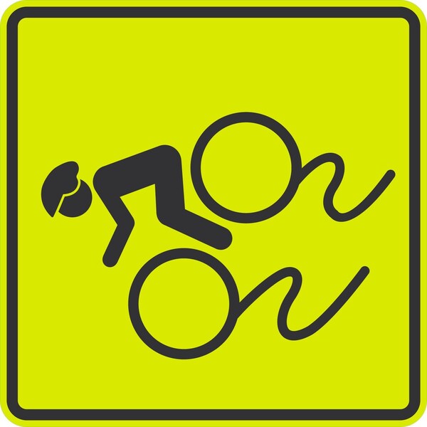 Lyle Slippery When Wet (W/Man Riding Bike Symbol), 24x24, Diamond Grade, Yellow Green G-12533-DG_24x24 - main