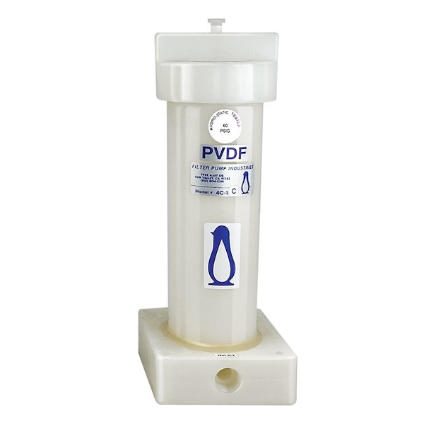 Filter Pump Chemical Filter Chamber, Single Cartridge, 2.5-5.4 GPM, 1-10in cartridge, PVDF/FKM, 1in NPT, DOE 4C-1C-V - main