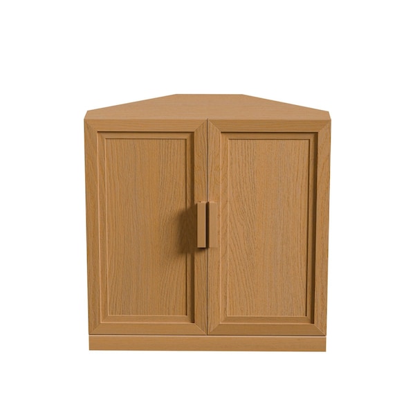 Homeroots Set Of Four Brown Wood Corner Accent Cabinet With Two Doors 712121 - main