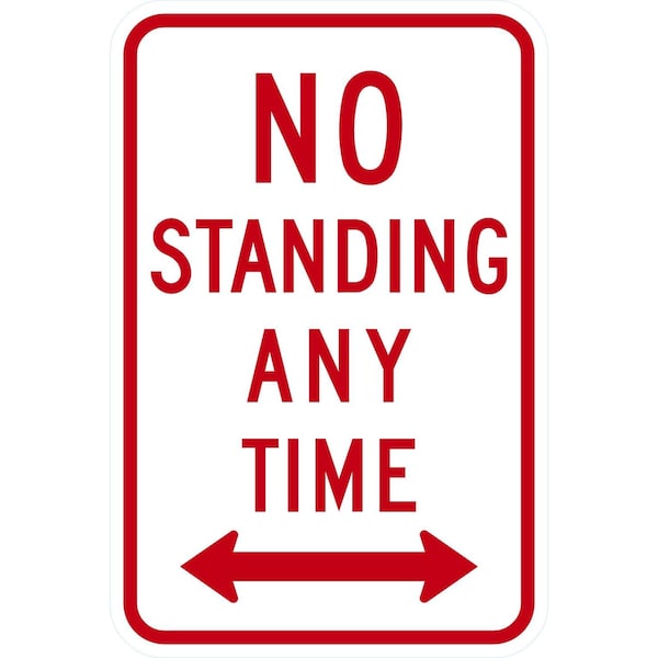 Lyle R7-4D, No Standing Any Time <--->, 12x18, Engineer Grade, White G-3749-EG_12x18 - main