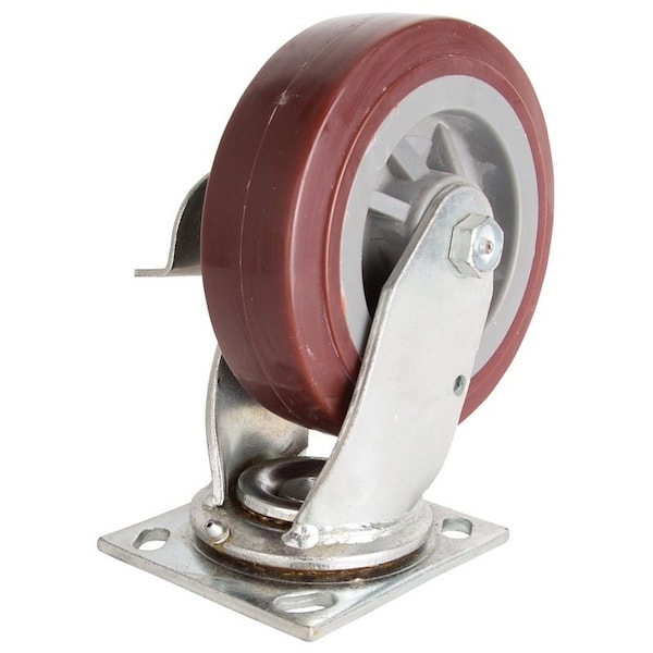 Prosource Swivel Caster, 6 in Dia Wheel, 2 in W Wheel, PU Wheel, Gray, 500 lb, Steel Housing Material JC-P06 - main