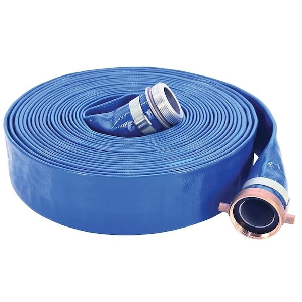 Abbott Rubber ABBOTT RUBBER 1148-1500-50 Lay-Flat Water Discharge Hose, Male Thread x Female, PVC, Blue 1148-1500-50NSPH - main