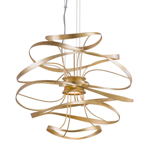 Corbett Lighting Calligraphy 2 Light Chandelier 26 In. Gold Leaf W Polished Stainless 216-42-GL/SS - main