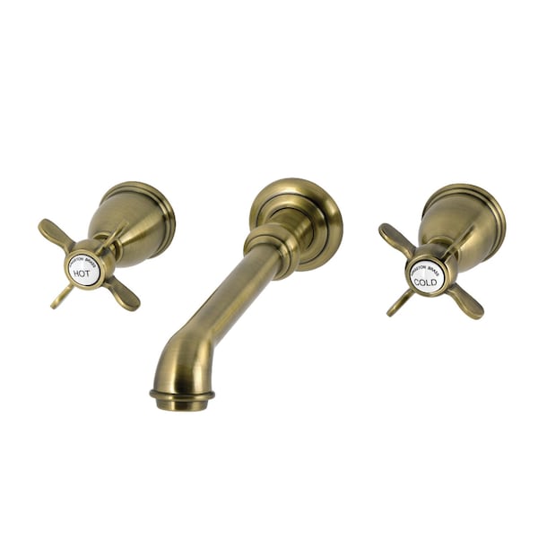 Kingston Brass Two-Handle Wall Mount Tub Faucet, Antique Brass KS7023BEX - main