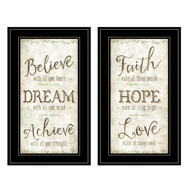 Homeroots Set Of Two Faith or Believe 2 Black Framed Print Wall Art, 2PK 406016 - main