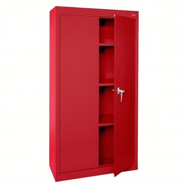 Sandusky Lee Storage Cabinet, 66 in H, 30 in W, 18 in D, Swing, Keyed, Red, 3 Shelves VF31301866-01 - main