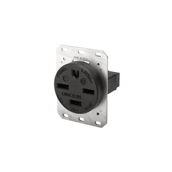Hubbell Wiring 3-Pole 4-Wire 30A 250V AC Industrial Receptacle, 15-30R, Black HBL8430A - main