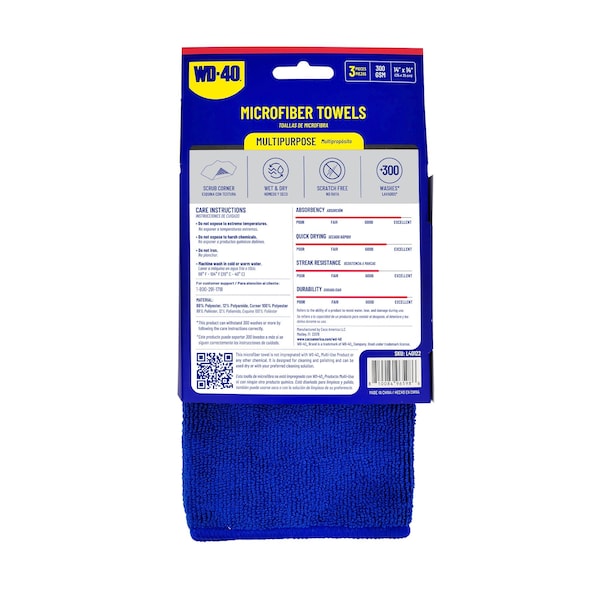 Wd-40 Multipurpose Microfiber Towel with Scrub Corner - Blue Color, 12PK L40125 - main