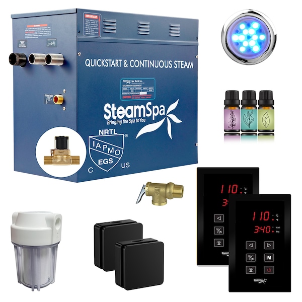 Steamspa Royal Series 10.5KW Steam Generator w/ Continuous Steam, Dual Touchpads and AutoDrain in Matte Black RYTS1050MK-A - main
