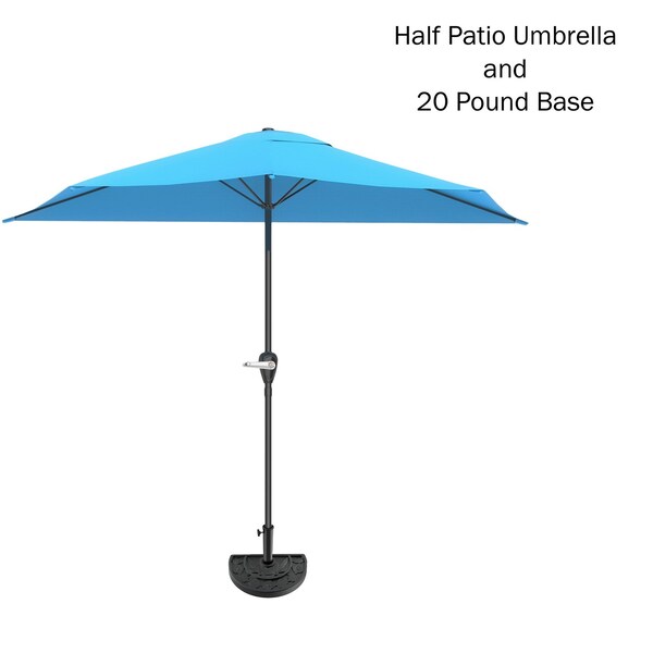 Pure Garden 9ft Half Umbrella with Base, Brilliant Blue 50-LG1037B - main