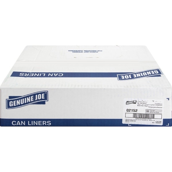 Genuine Joe 60 gal Extra Large, 0.80 mil (20 Micron), Black, 100 PK GJO02152 - main