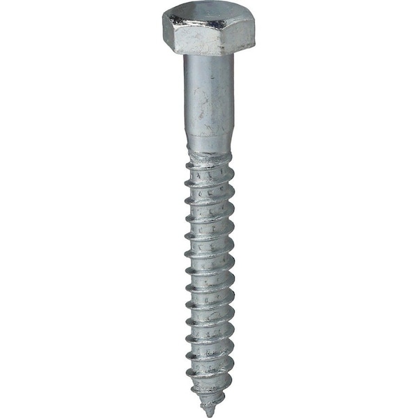 Dottie Lag Screw, 1/4 in, 3 in, Steel, Zinc Plated Hex Hex Drive, 100 PK LAG143 - main