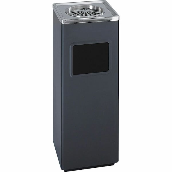 Safco 3 gal Square Indoor Metal Can, Black, Steel, 9 1/2 in 9696BL - main
