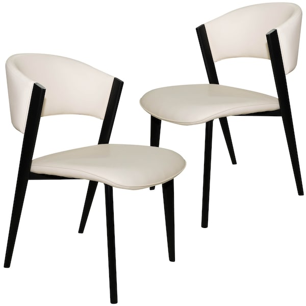 Leisuremod Aspen Collection Modern Dining Chair Black Frame in White, 2PK ACBL51W2 - main