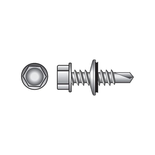 Hillman Self- Drilling Screws No. 12-14 X 3/4 in L Hex Washer Head Zinc-Plated 561033 - main