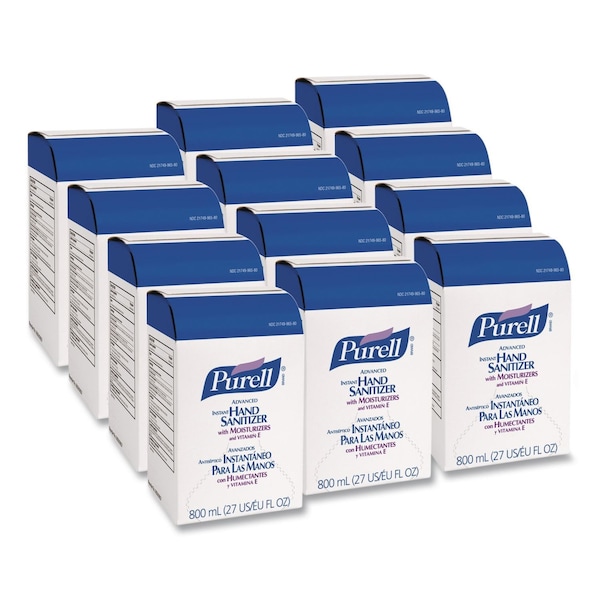 Purell Advanced Hand Sanitizer Gel, Bag-in-Box, 800 mL Refill, Unscented, 12PK 9657-12 - main
