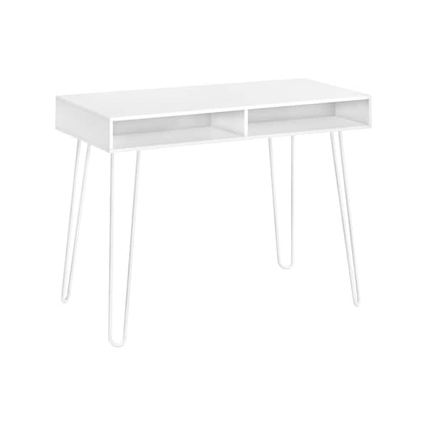 Homeroots 40" White Wood and Metal Hairpin Computer Desk 489859 - main