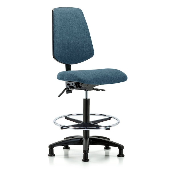 Blue Ridge Ergonomics Fab Hi Bench Chair, Med, Bk, CF, Glds, Blu, No Arms, 26" to 35-1/2" Height, Blue BR-FHBCH-MB-RG-T1-A0-CF-RG-F43 - main
