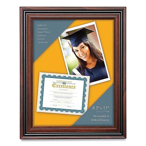 Victory Light Plastic Certificate Frame, 8.5 x 11, Rosewood/Black VS4501B.811 - main