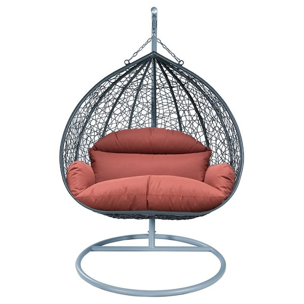 Leisuremod Teardrop Hanging Swing Chair with Stainless Steel Stand, 440 lb Capacity, Weatherproof RSCGR-57DOR - main