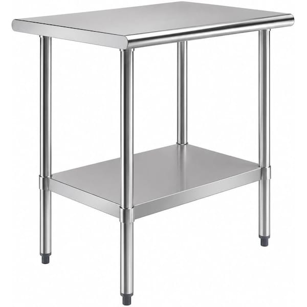 Amgood 24 in. x 36 in. All Stainless Steel Work Table, 35 in. Height Commercial Prep Table with AMG WTSS-2436-Z - main