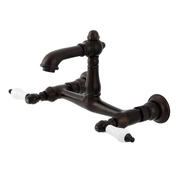 Kingston Brass Double-Handle Wall Mount Bathroom Faucet, Oil Rubbed Bronze KS7255PL - main