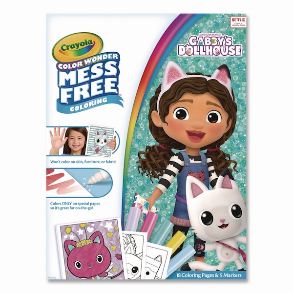Crayola Gabby's Dollhouse Color Wonder Kit, 18 Coloring Pages, 5 Gabby's Collection Markers 75-2835 - main