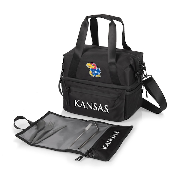 Picnic Time Family Of Brands NCAA Kansas Jayhawks Tarana Lunch Bag Cooler with Utensils made from Recycled Material 515-01-179-244-0 - main