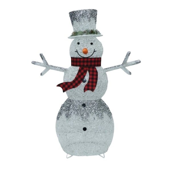 Santas Forest Pre-Lit Glitter Frosted Snowman, White, LED, Internal Light 56920 - main