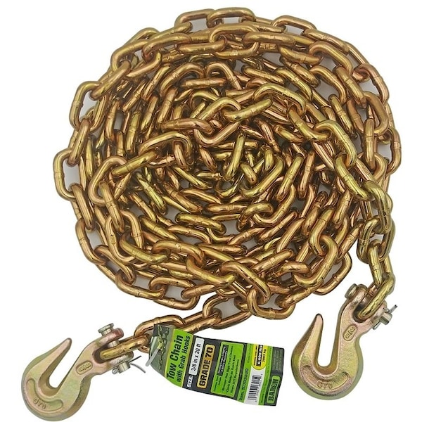 Baron Tow Chain, 3/8 in Trade, 20 ft L, 70 Grade, 6600 lb Working Load, Gold Zinc TC703820 - main