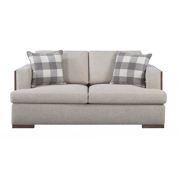 Homeroots 72in Beige And Brown Linen Loveseat 515743 - main