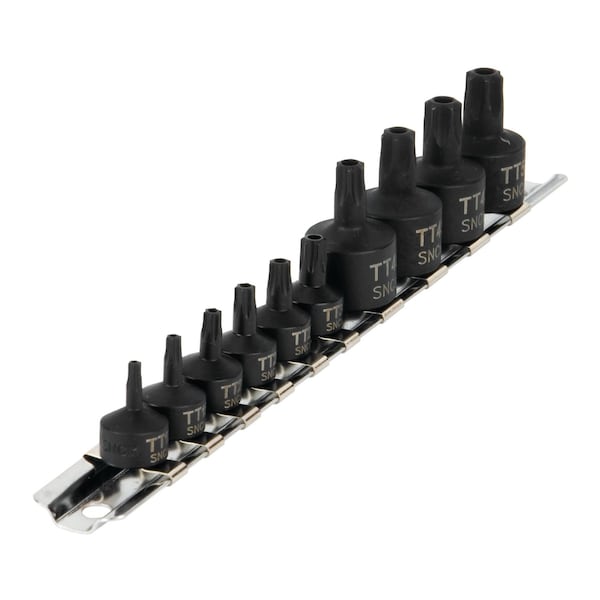 Performance Tool 10 pc. Impact Star Bit Socket Set, Tamper Resistant, CrMo Steel, Rail W38962 - main