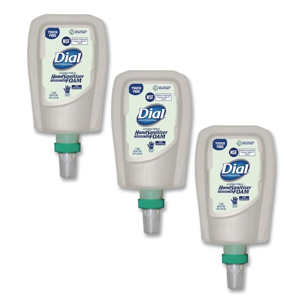 Dial Antibacterial Foaming Hand Sanitizer Refill for FIT Touch Free Dispenser, 1 L, Fragrance-Free, 3PK 16694 - main