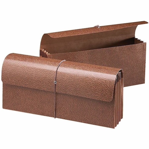 Smead 3-1/2in Accordion Expansion Wallets, 12 x 5, Leather-Like Redrope 71350 - main