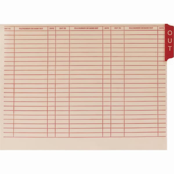 Medical Arts Press End Tab Out Cards, 12.25 x 9.5, Manila/Red, 100PK 32055 - main