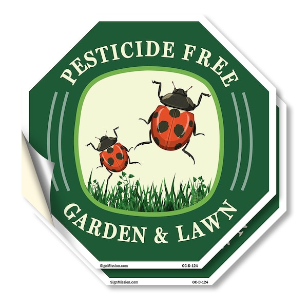 Signmission Pesticide Free Garden & Lawn, 4 inch X 4 inch, Vinyl Decal, 2PK OC-D-2PACK-4-124 - main