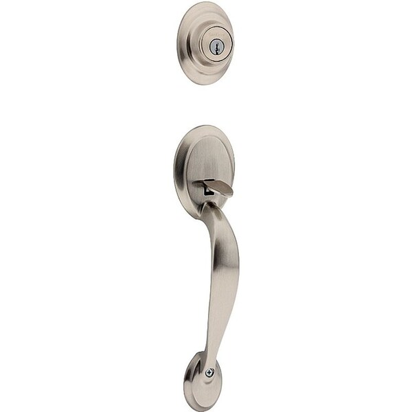 Kwikset Handleset, 3 Grade, Metal, Satin Nickel, 238 x 234 in Backset, KW1 Keyway, 134 in Thick Door 687DA15LIP - main