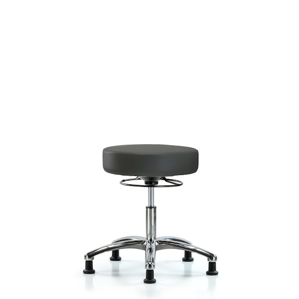 Blue Ridge Ergonomics Desk Stool, Vinyl, Chrome, Glides, Gry BR-VDHSO-CR-RG-8605 - main