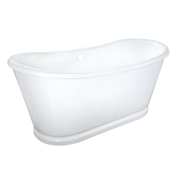 Kingston Brass 66" Cast Iron Oval Double Slipper Pedestal Tub, No Faucet Drillings, White VCTDS662829 - main