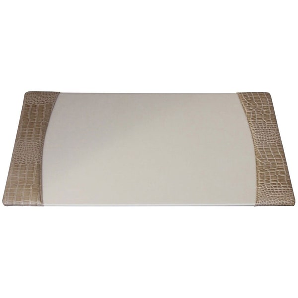 Dacasso Protacini Breeze Beige Italian Patent Leather 34 x 20 Side-Rail Desk Pad P6301 - main