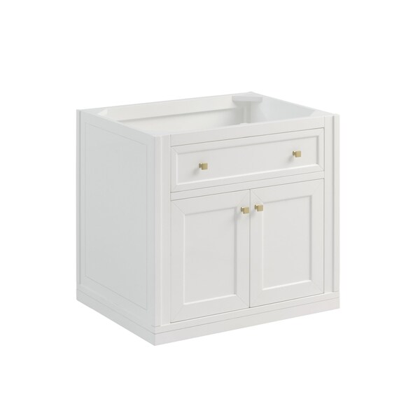 James Martin Vanities Chicago 30in Single Vanity, Glossy White, w/ 3 CM Parisien Bleu Silestone Top 503-V30-GW-3PBL - main
