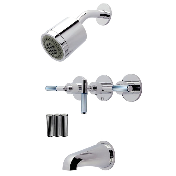 Kingston Brass Triple-Handle Tub and Shower Faucet, Polished Chrome KBX8131KPS - main