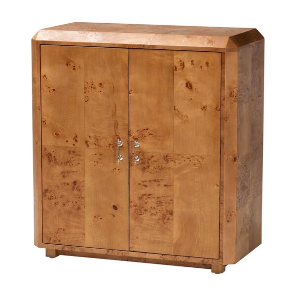 Bali & Pari Valora Modern and Contemporary Natural Mappa Real Burl Wood 2-Door Console Cabinet 249-13927-ZORO - main