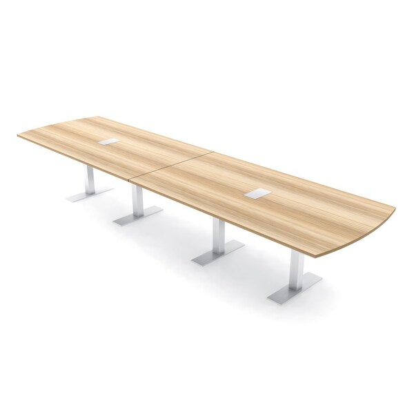 Skutchi Designs 14 Person Conference Table With Power Unit | 14' Arc Rectangle Table | Harmony Series HAR-AREC-48X168-T-K525-ESIL - main