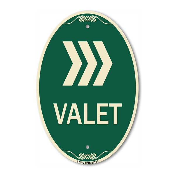 Signmission Valet Right Arrow, 12 Inch X 18 Inch Architectural Oval, Heavy Gauge Aluminum A-OV-G-1218-22744 - main