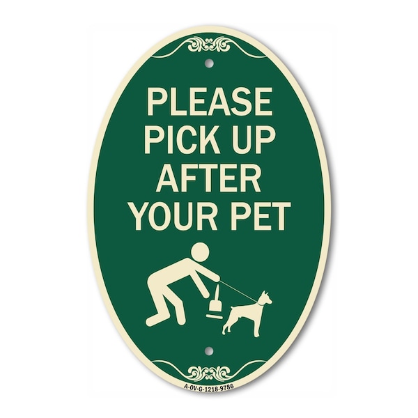 Signmission Please Pick Up After Your Pet Green & Tan, 12 Inch X 18 Inch Designer, Heavy Gauge Aluminum A-OV-G-1218-9786 - main