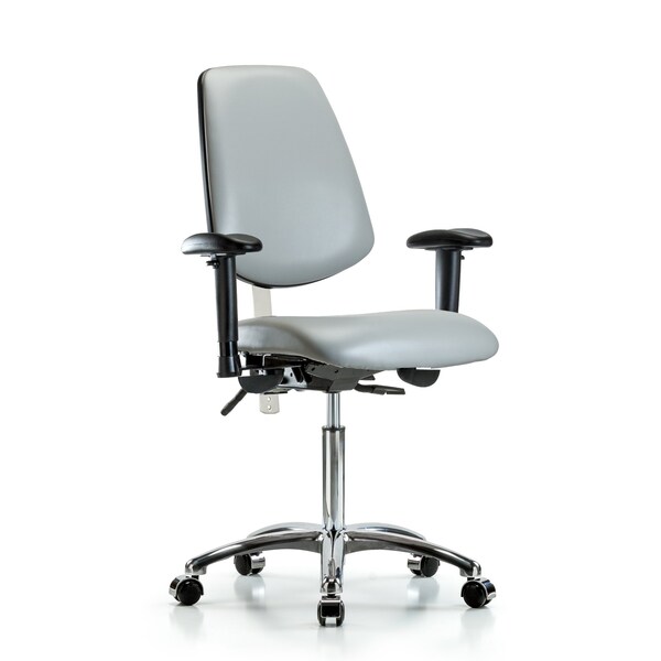 Blue Ridge Ergonomics Clean Room Chair Vin Med Ben Chair, Med, Bk, Dov, CL100, Adjustable Arms, 22" to 29" Height, Vinyl BR-NCR-VMBCH-MB-CR-T0-A1-NF-CC-8567 - main