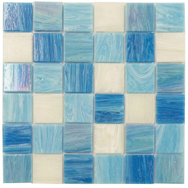 Apollo Tile Mingles 12 in. x 12 in. Glossy Blue and White Glass Mosaic Wall and Floor Tile 20 sqft/case, 20PK MIX4888BL593A - main